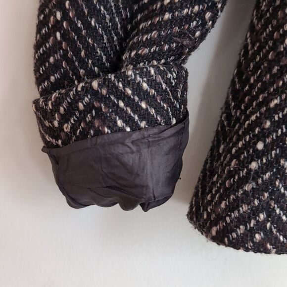Mocha herringbone Thick wool Tweed blazer size Xs/s body fit single breasted - Picture 12 of 16